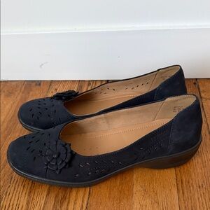 Hotter Women's Navy Floral Accent Flats size 8.5